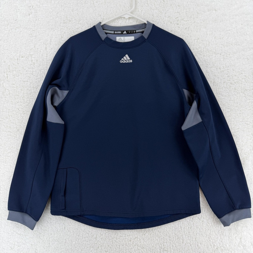 Adidas Sweatshirt Mens Small Blue Gray F81810 Pullover Athletic Crewneck